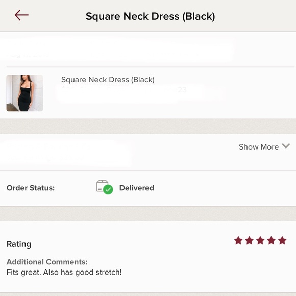 Square Neck Dress (Black) - Picture 3 of 3